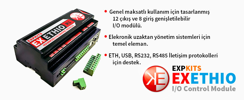 Expkits ETHIO, Ethernet, USB, UART I/O kontrol Modülü